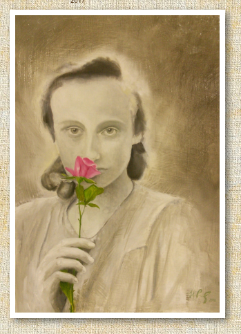 Mdchenbild mit Rose